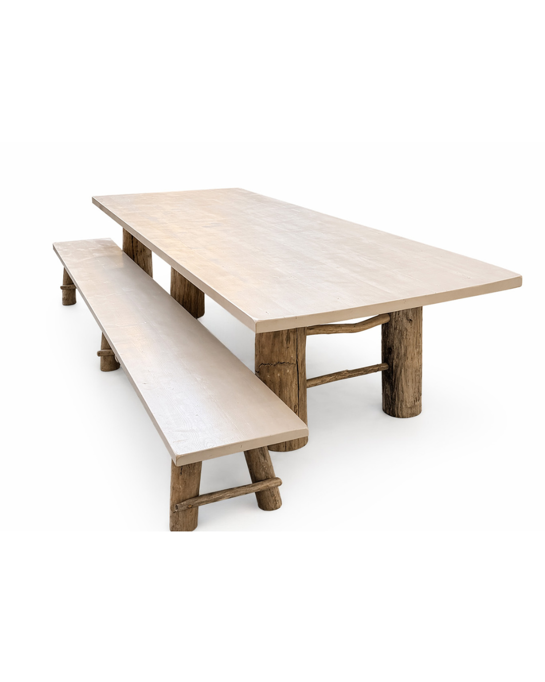 Table en tronc d'arbre avec banc (124 x 400 cm)